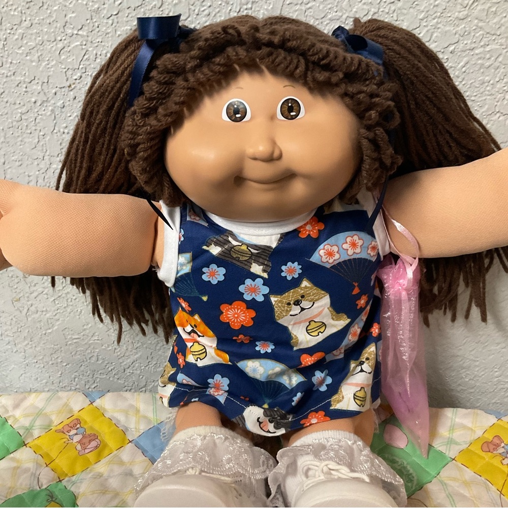 RARE Vintage Cabbage Patch Kid Girl Brown Hair Brown Eyes Head Mold #15 1986